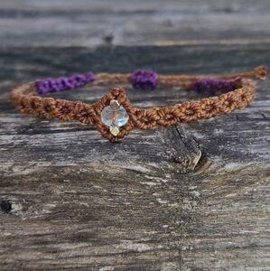 012 New Handcrafted Micro Macrame Brown and Purple Bracelet